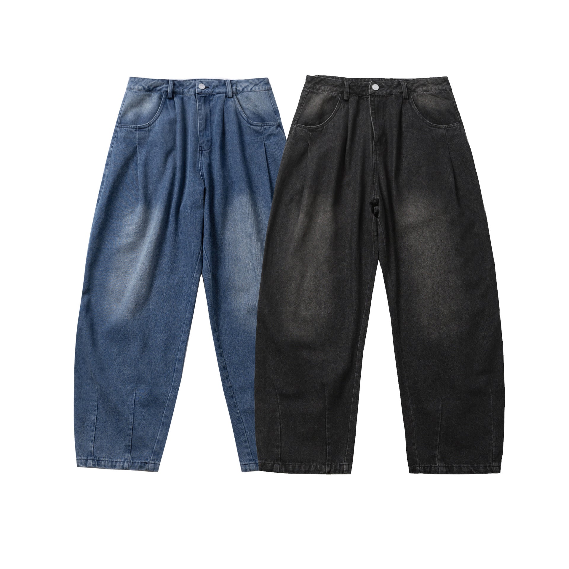 Loose Fit Washed Straight Leg Wide Leg Jeans for Men