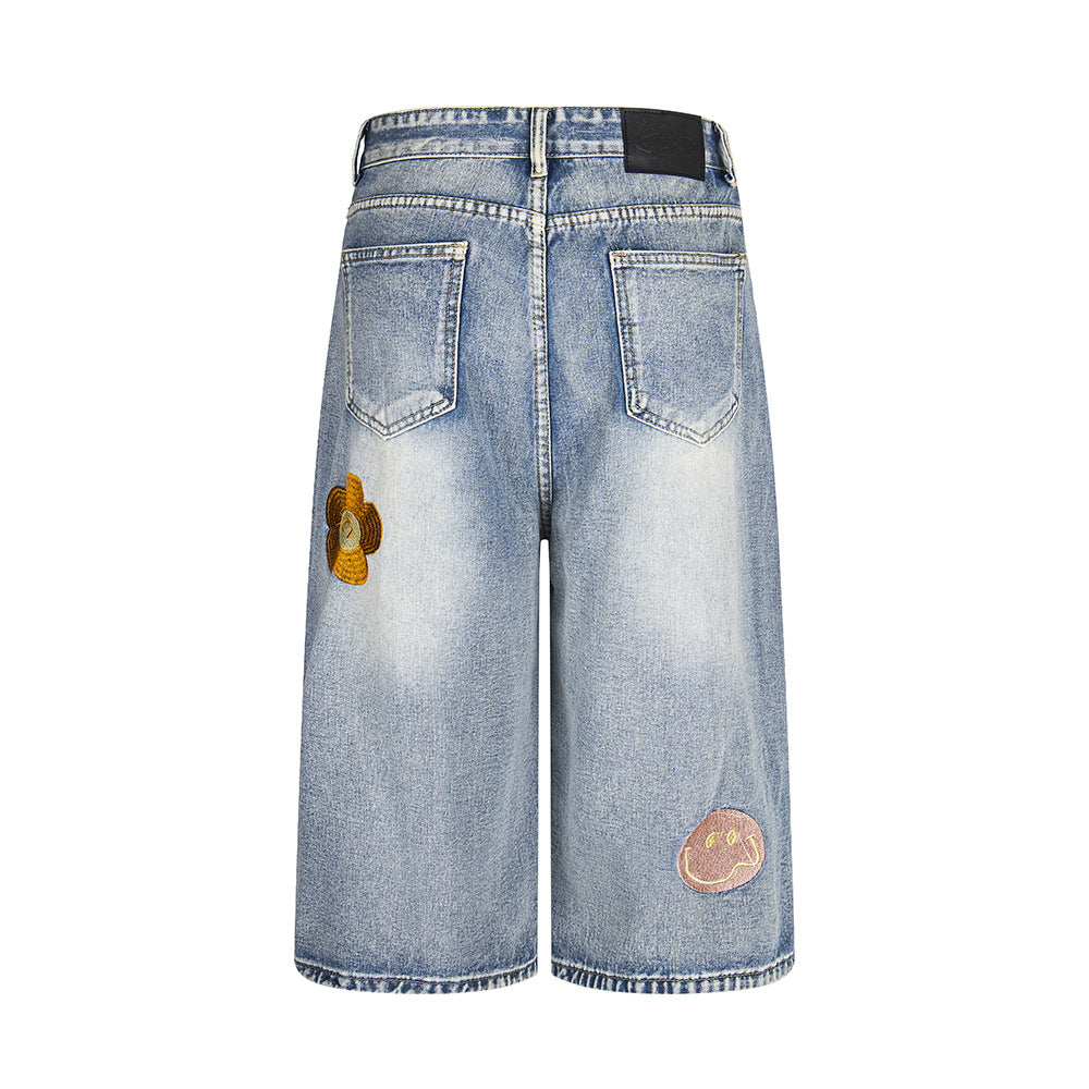 Washed and Embroidered Jeans