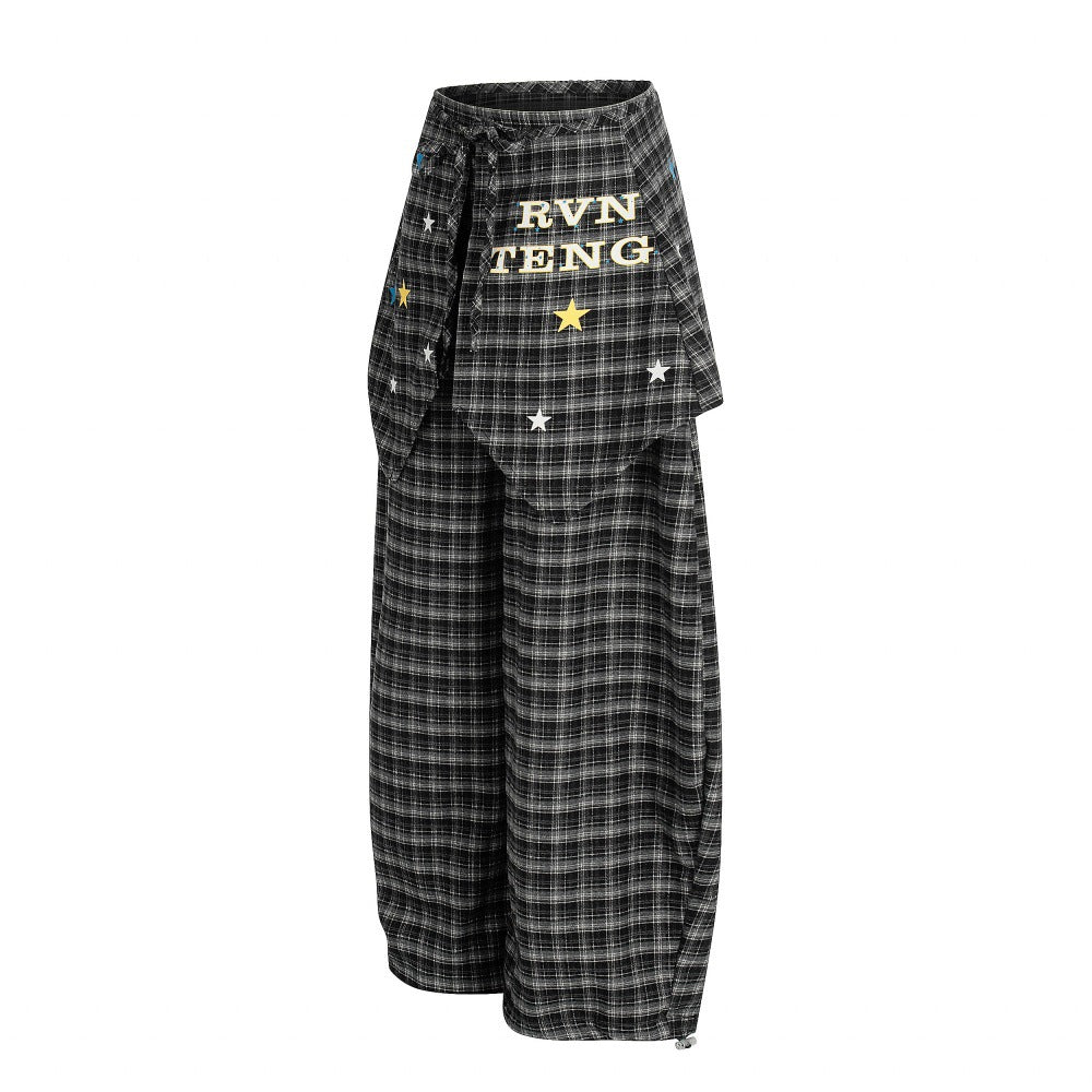 Checkered curved knife pants