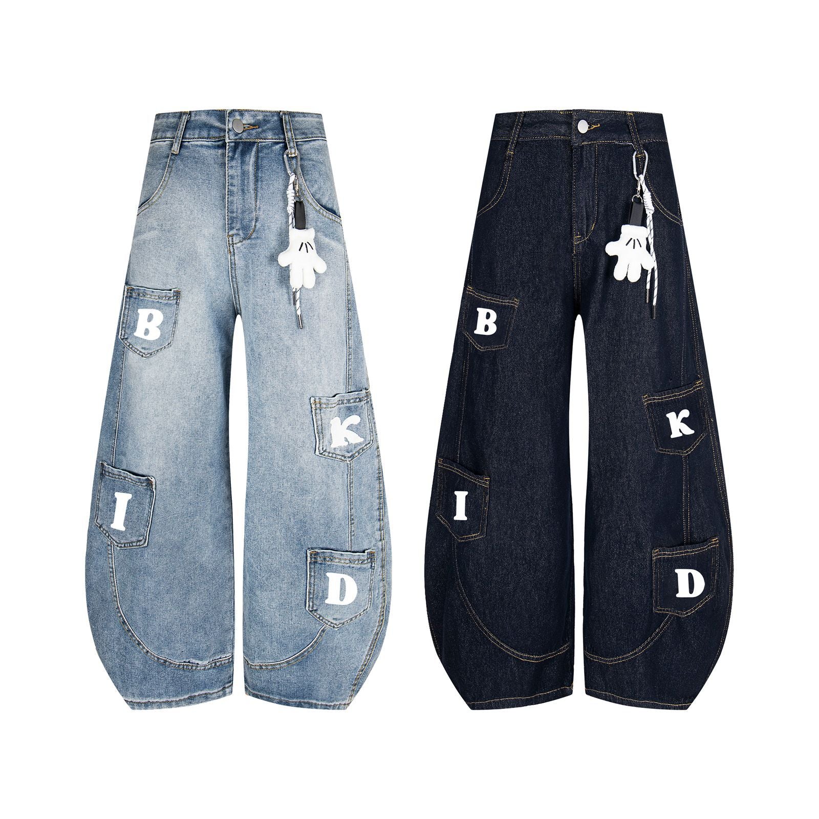 Doll pendant jeans loose wide leg pants