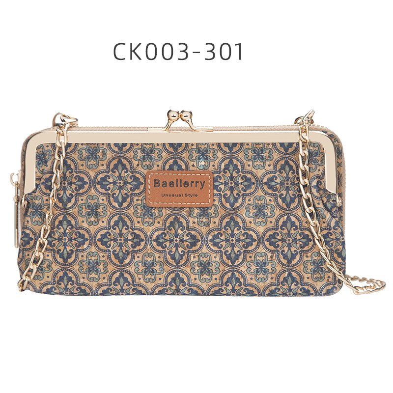 Fashion New Women Wallets Wood Grain Chain Long High Quality Phone Holder Classic Female Purse Zipper Wallet For Women