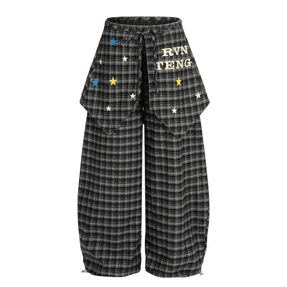 Checkered curved knife pants