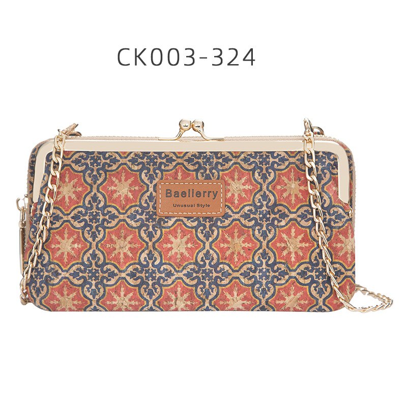 Fashion New Women Wallets Wood Grain Chain Long High Quality Phone Holder Classic Female Purse Zipper Wallet For Women
