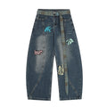 Women's Jeans with Belt Decoration Mid-Waist Casual Pants Wholesale