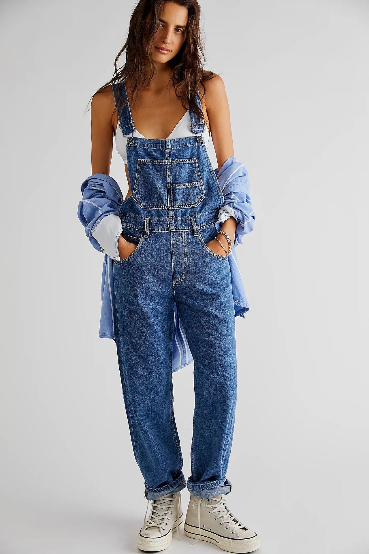 Strap pants denim women