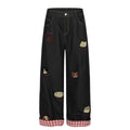 Washed vintage puppy embroidered lazy jeans