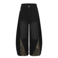 Retro leopard print patchwork hanging wide leg jeans