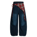 Checkered fart curtain curved knife jeans