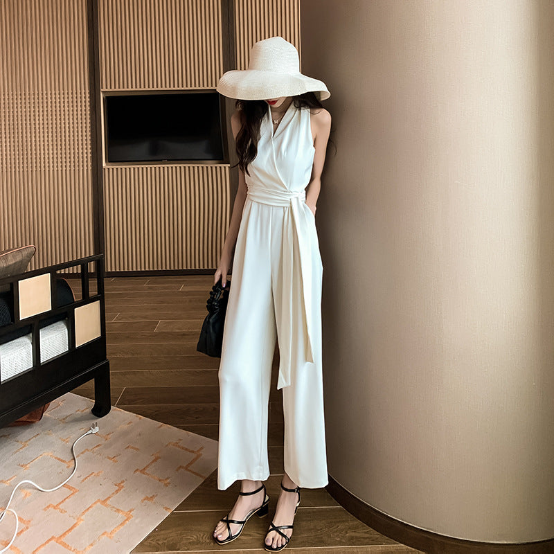 New Wide Leg Pants Workwear Jumpsuit Suit Women's Trendy Summer Dress High Waist Show Thin Temperament Drooping