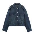 Style Solid Color Long Sleeve Button Lapel Collar Regular Fit Denim Jacket