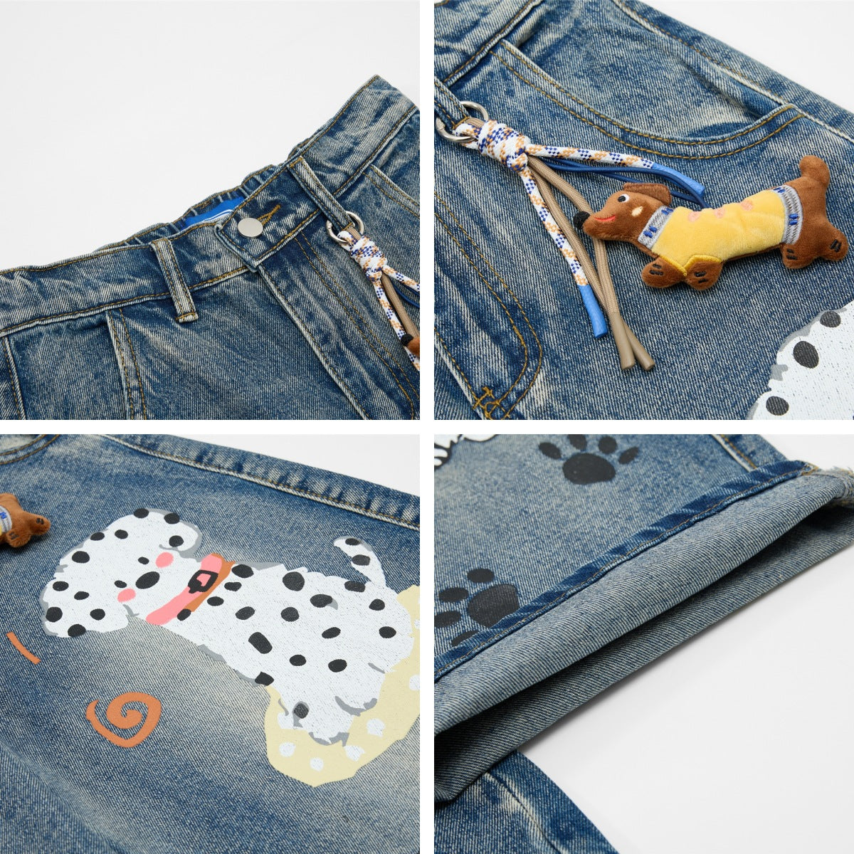 Print Flare Jeans Couple Loose Wide Leg Casual Slimming Pants