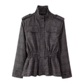 Women's New Arrival Blended Ruffled Hem Coat Wool Balloon Fit Pants