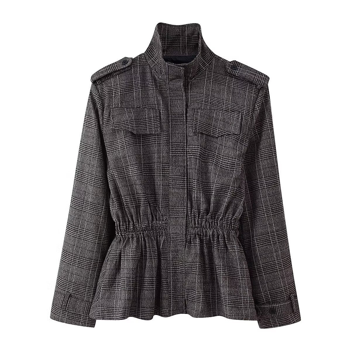 Women's New Arrival Blended Ruffled Hem Coat Wool Balloon Fit Pants