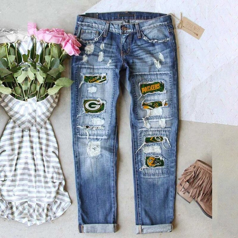 Jeans Women's Street Color Contrast Splicing Hip-Hop Street Straight Jeans