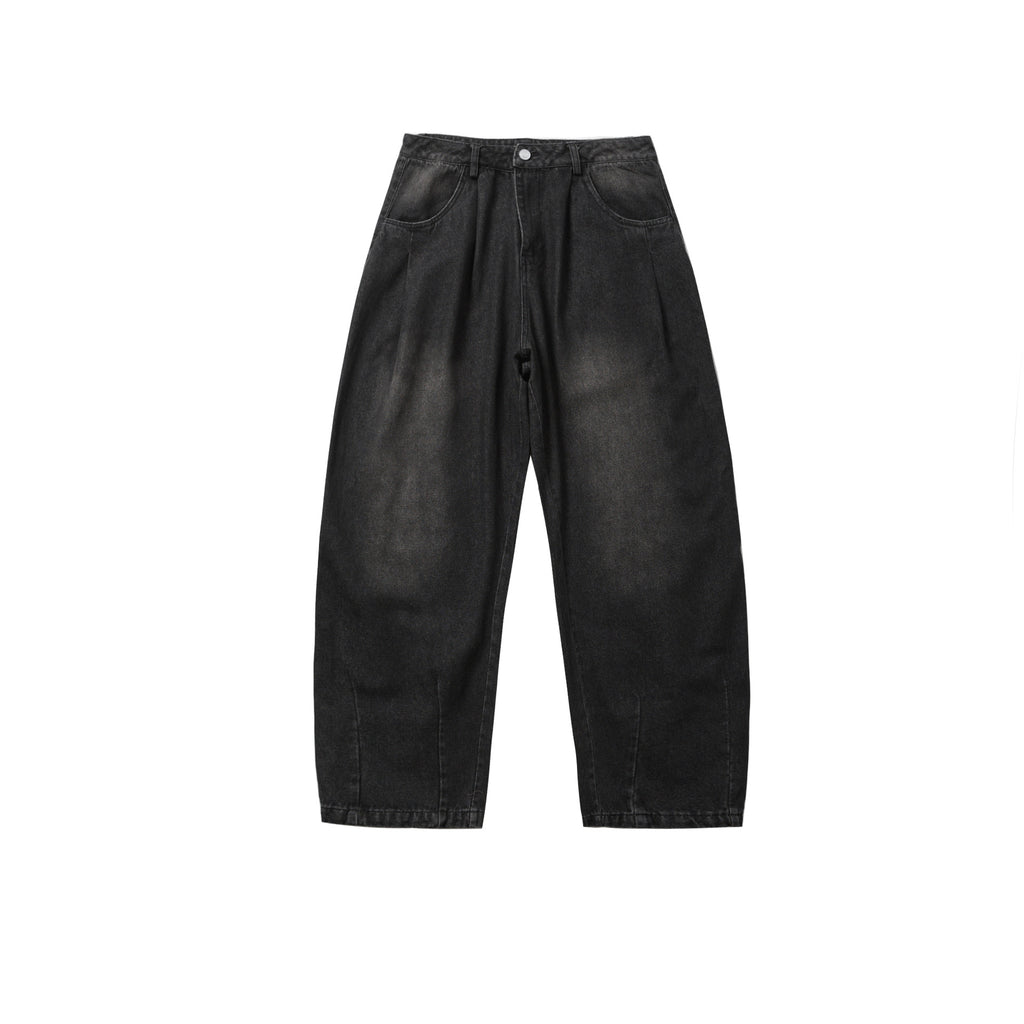 Loose Fit Washed Straight Leg Wide Leg Jeans for Men