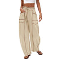 Women's loose wide leg pants casual summer wide leg pants drawstring waist casual pants sanitary pants