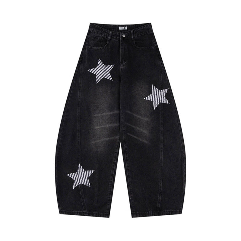 Denim curved knife pants
