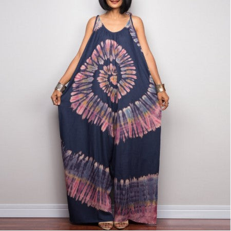 Style Printed Sleeveless Loose Long Jumpsuit