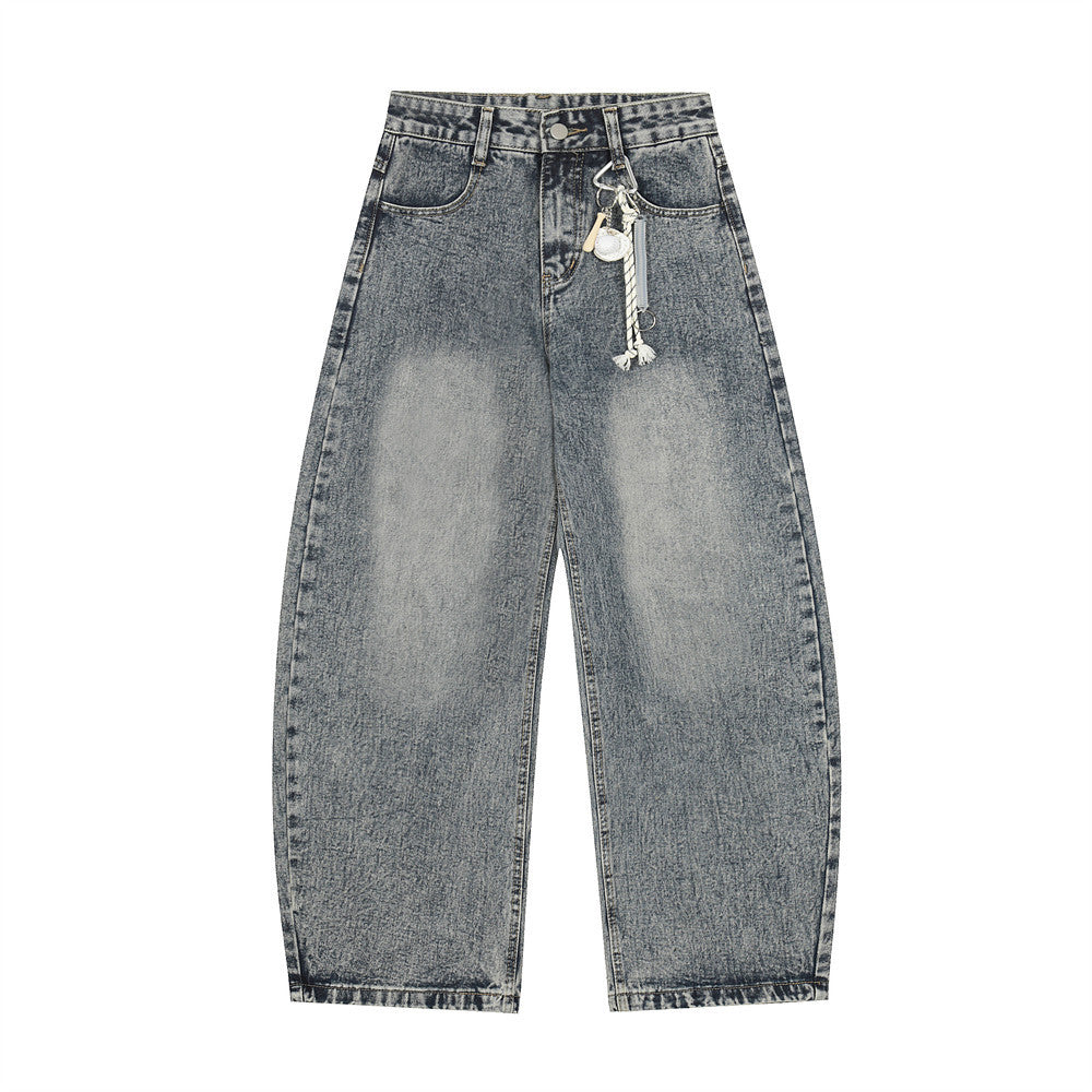Multi pocket letter curved knife jeans