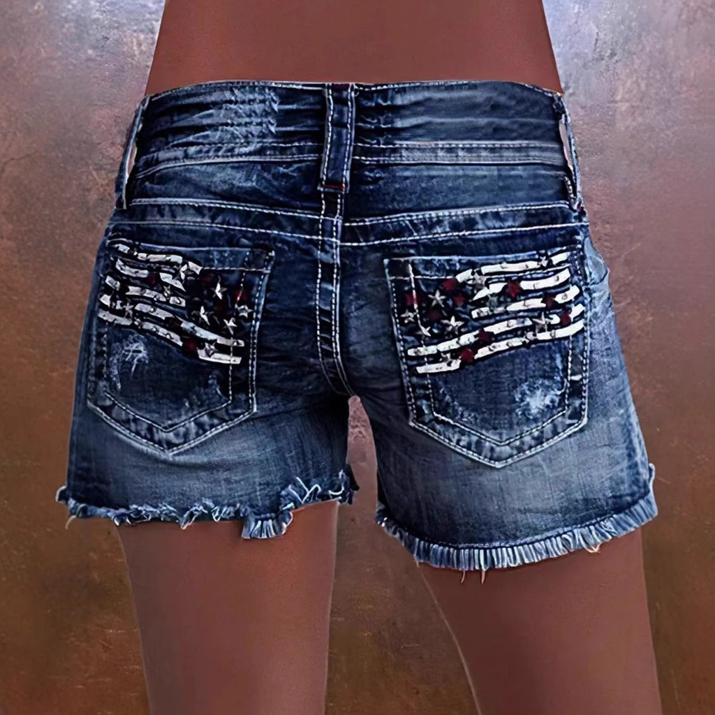 Embroidered printed multi breasted high waisted slim fit jeans
