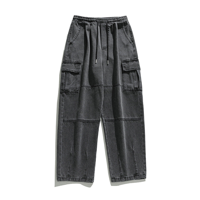 Men's double three-dimensional pocket jeans