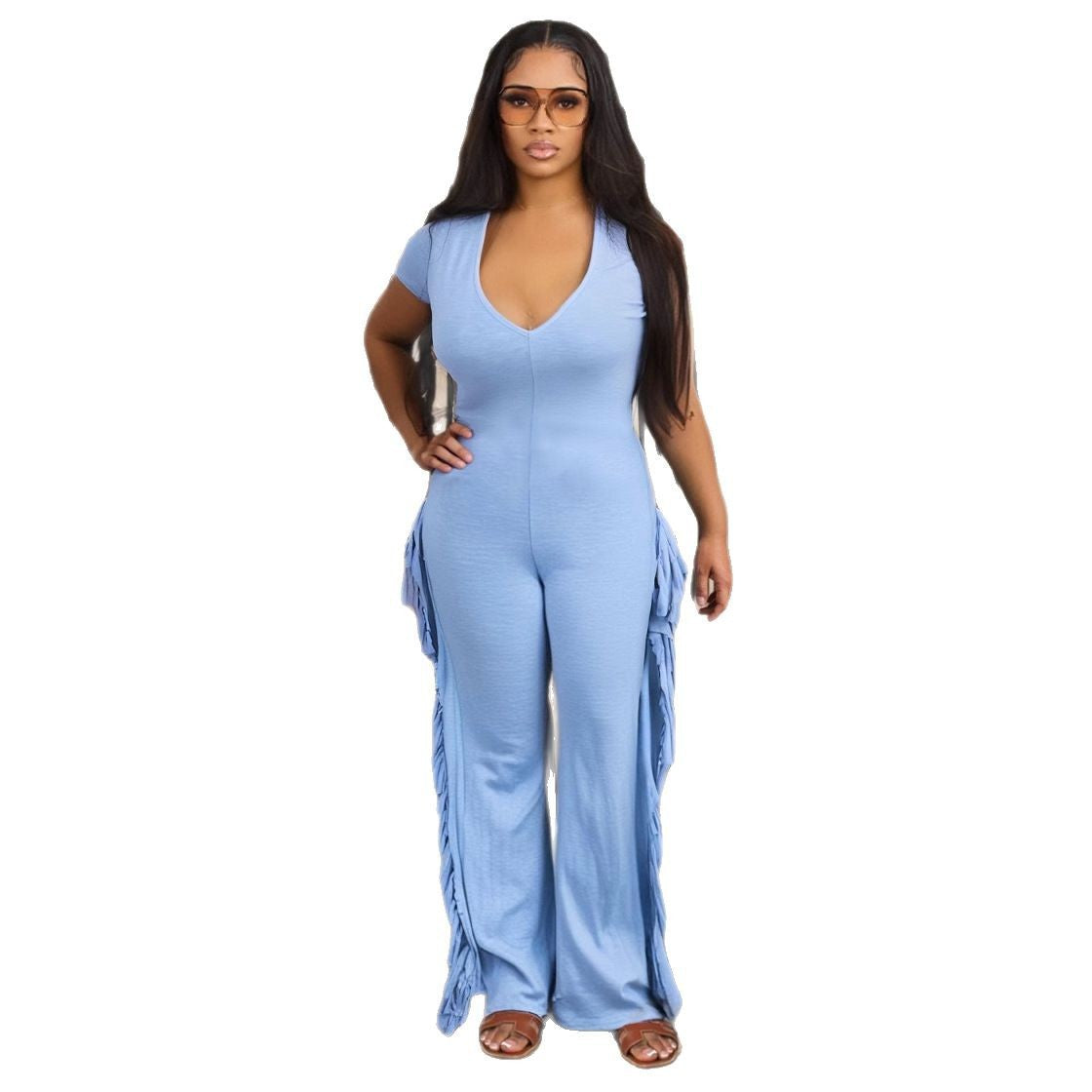 Sexy slim fitting fringe jumpsuit