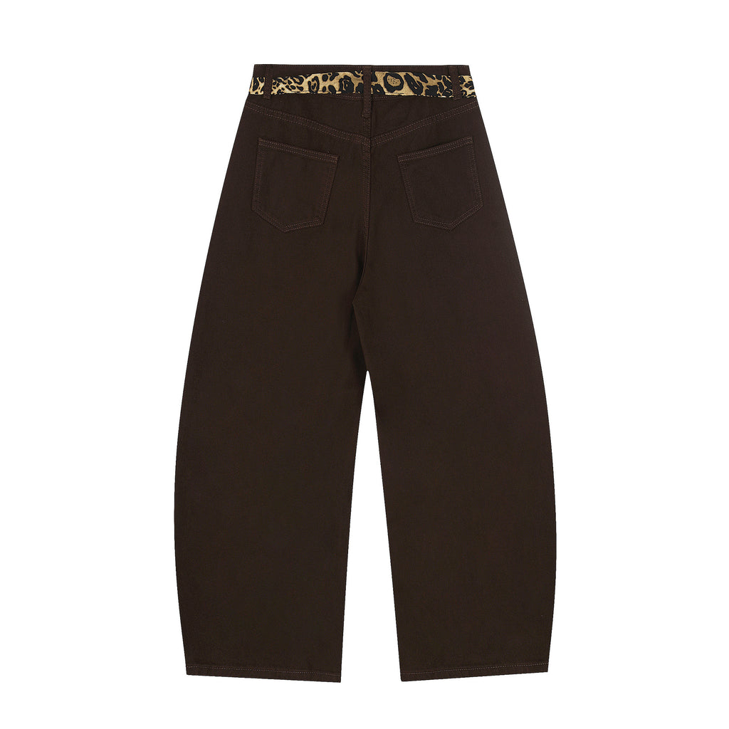 Casual Solid Color Mid-Waist Women's Jeans with Belt Decoration Stree