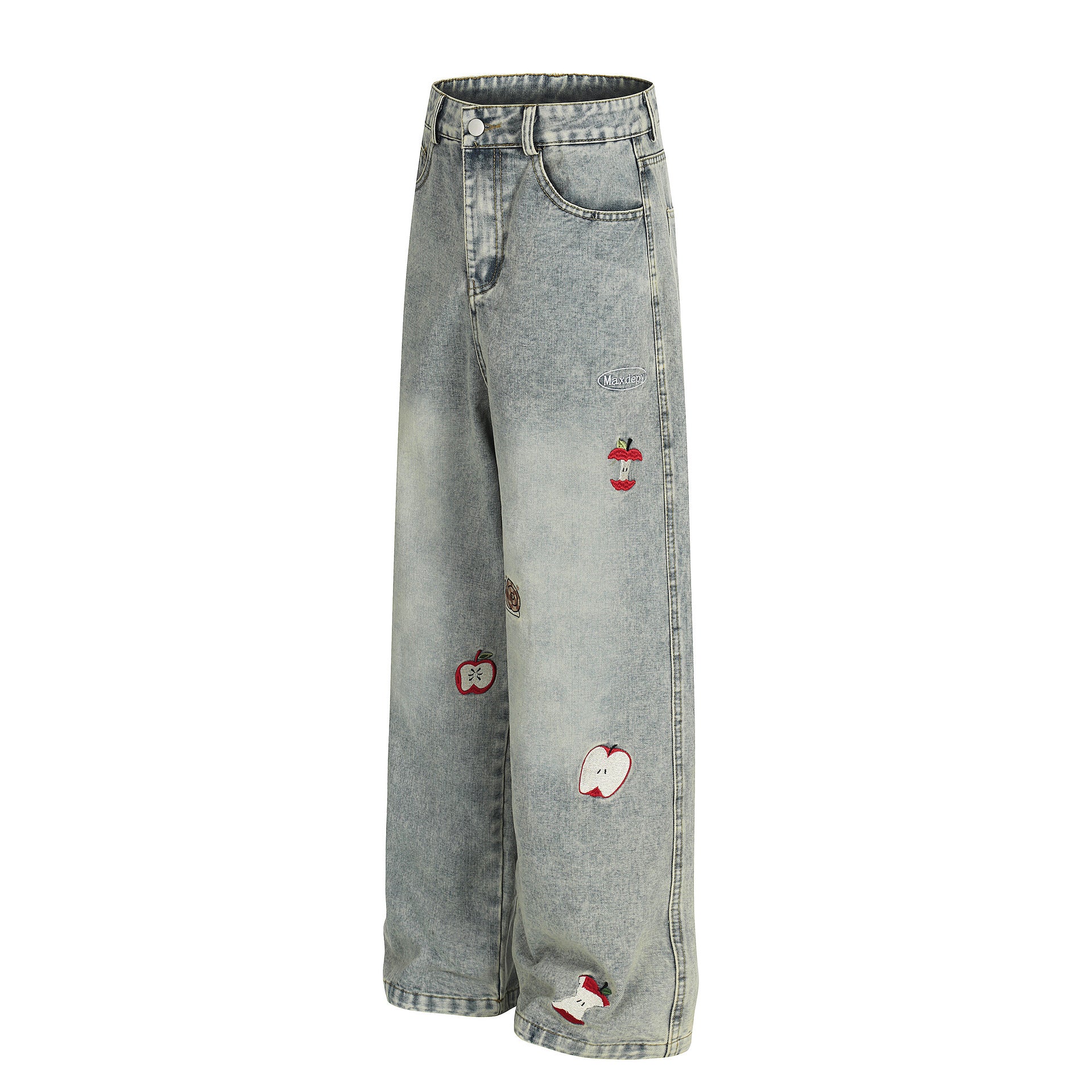 Straight Leg Jeans Washed Denim Pants Youthful