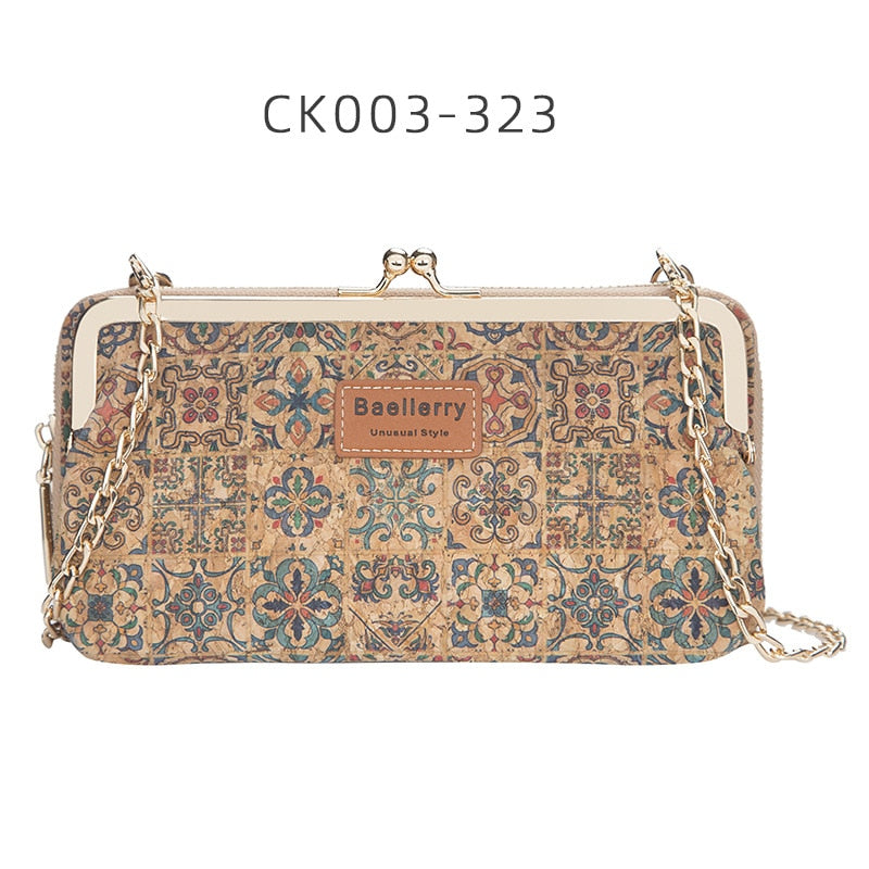 Fashion New Women Wallets Wood Grain Chain Long High Quality Phone Holder Classic Female Purse Zipper Wallet For Women