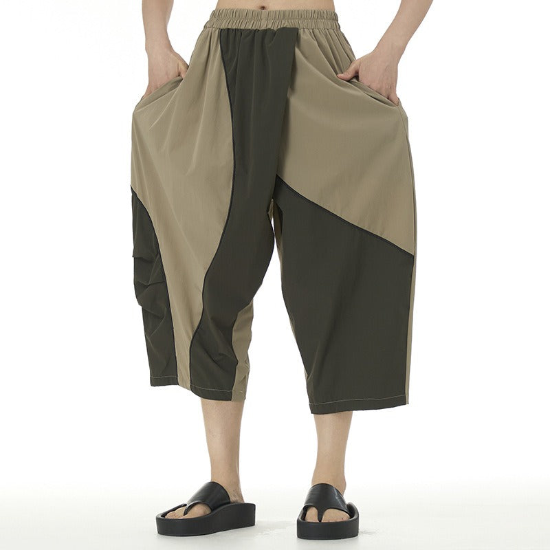 Contrasting tapered cropped pants