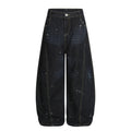 Retro ink distressed washed wide leg jeans