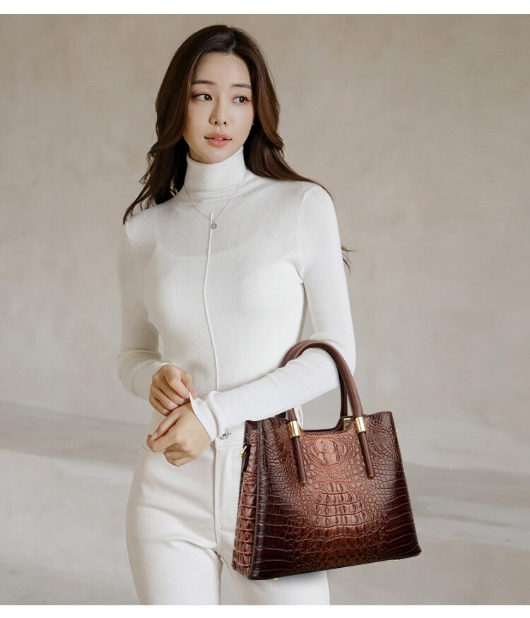 Fashion Alligator Women Handbags Designer Luxury Crocodile Pu Leather Shoulder Crossbody Bags Retro Large Tote Female Purse