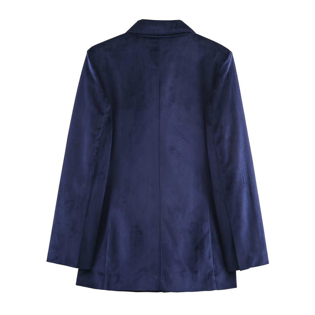 Velvet suit jacket+flared pants women's clothing