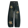 Star patch embroidered jeans