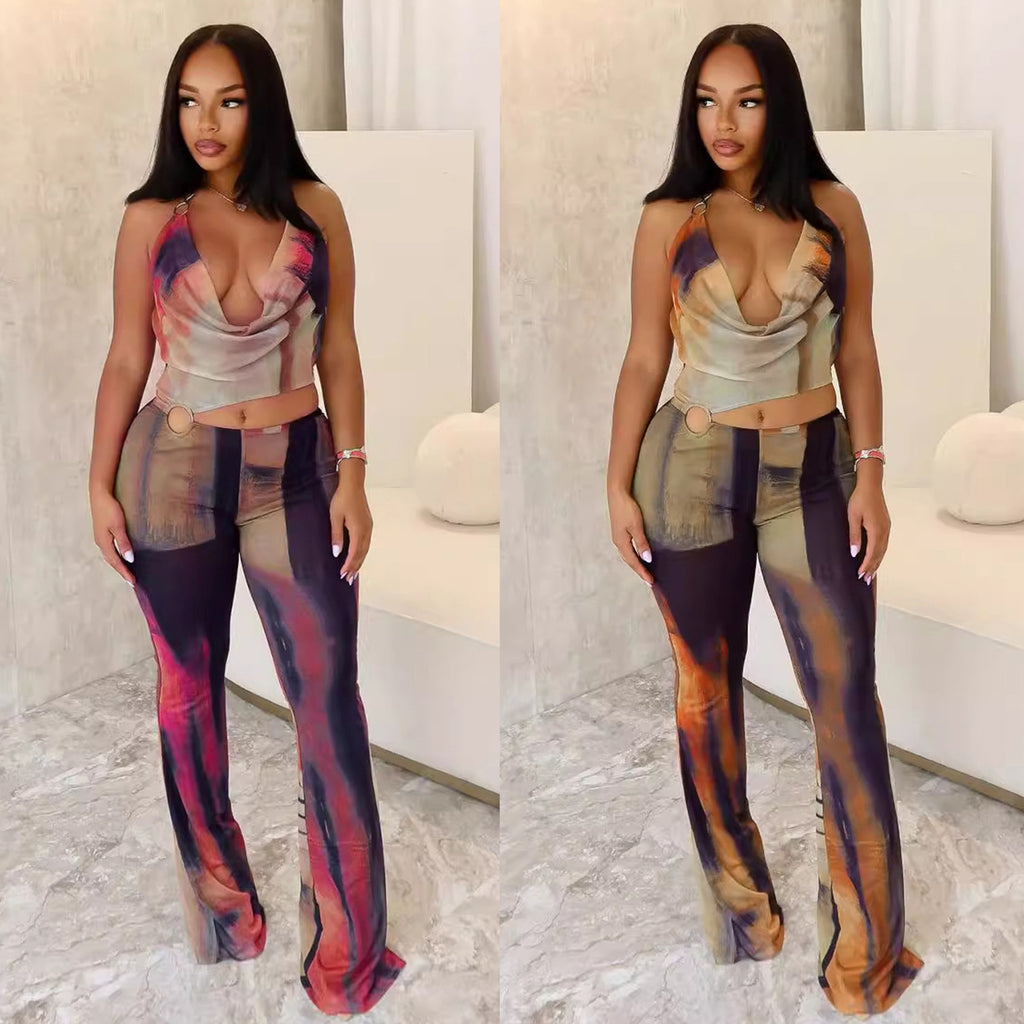 Sexy mesh printed jumpsuit jumpsuit