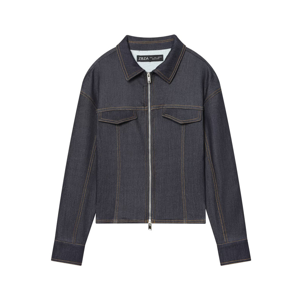 Fitted Denim Jacket with Mid-Waist Fitted Jeans for Women