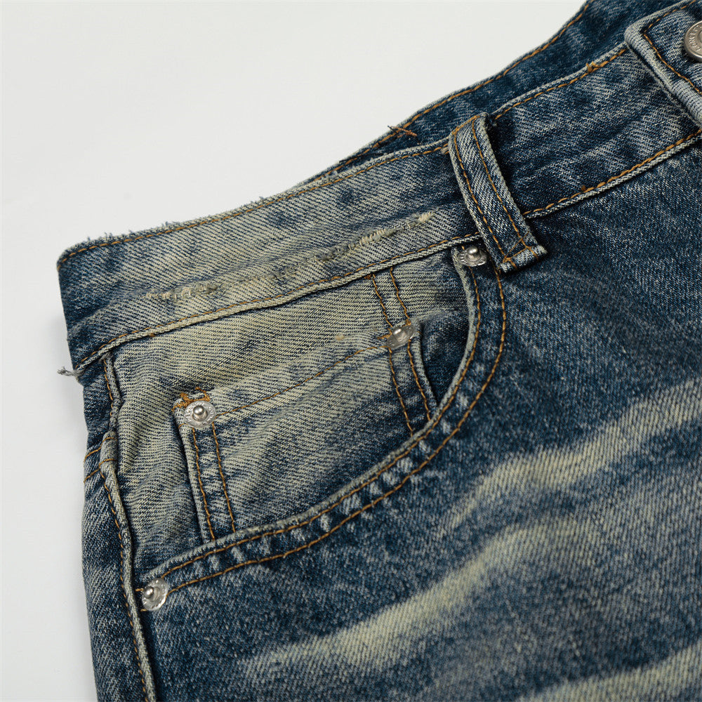 Whitewashed loose denim pants