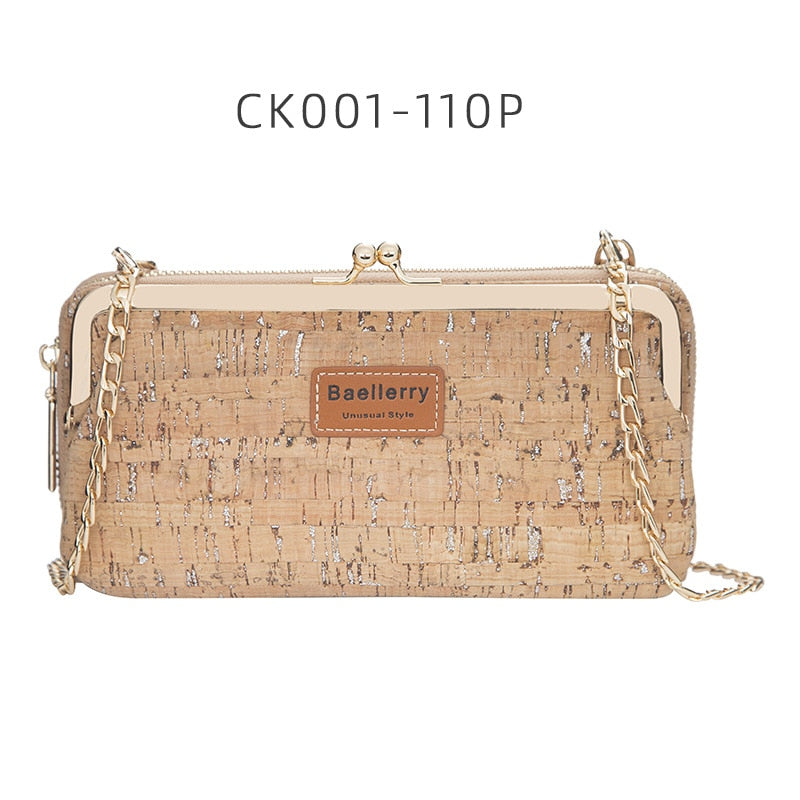Fashion New Women Wallets Wood Grain Chain Long High Quality Phone Holder Classic Female Purse Zipper Wallet For Women