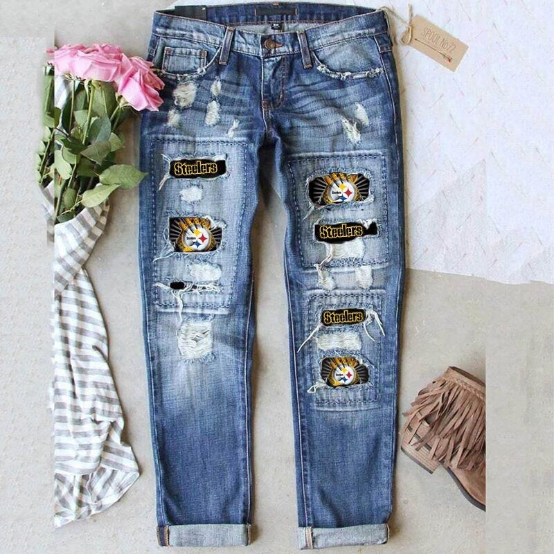 Jeans Women's Street Color Contrast Splicing Hip-Hop Street Straight Jeans