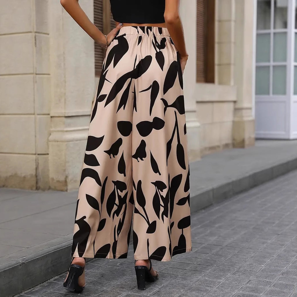 Leaf printed casual pants