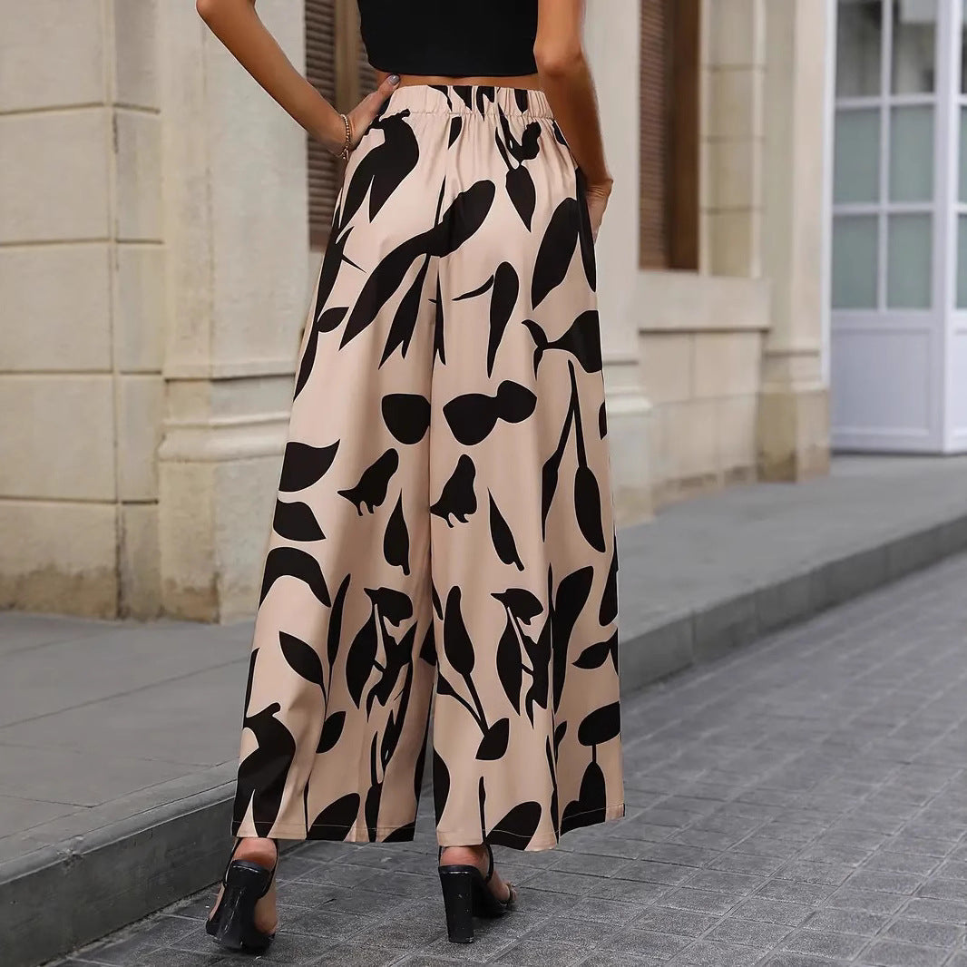 Leaf printed casual pants