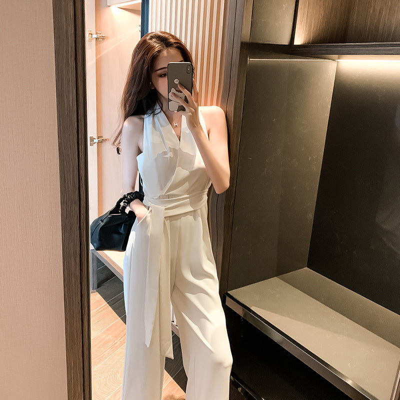 New Wide Leg Pants Workwear Jumpsuit Suit Women's Trendy Summer Dress High Waist Show Thin Temperament Drooping