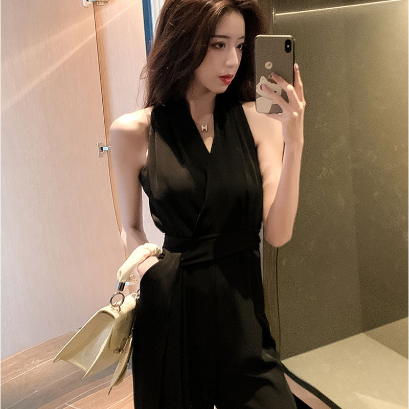 New Wide Leg Pants Workwear Jumpsuit Suit Women's Trendy Summer Dress High Waist Show Thin Temperament Drooping