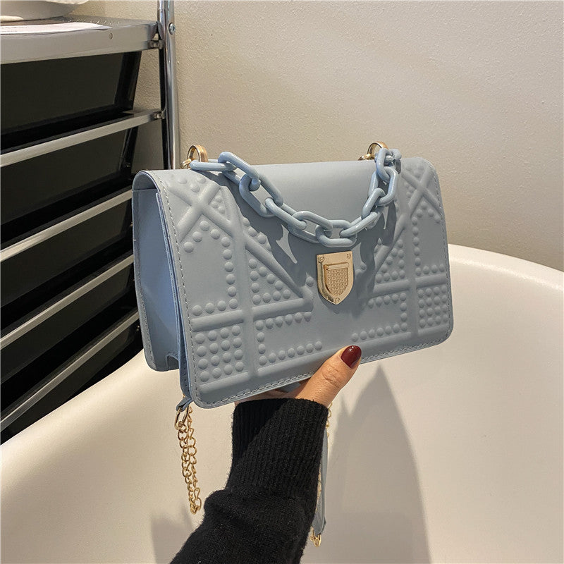 Hong Kong Style Ladies Bag Women's Summer New Fashion One-Shoulder Small Square Bag Simple Chain Ladies Messenger Bag