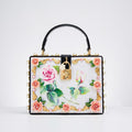 Snakeskin Pattern Box Evening Clutch Bags Women Elegant Retro 3D Flowers Diamonds Wedding Purse Ladies Pearls Shoulder Bag