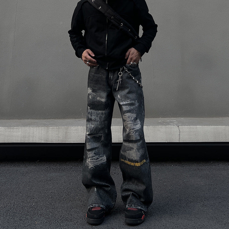 Washed denim jeans for men and women