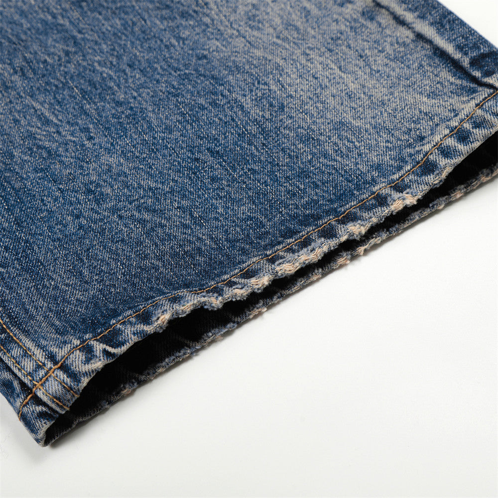 Wash and grind white jeans