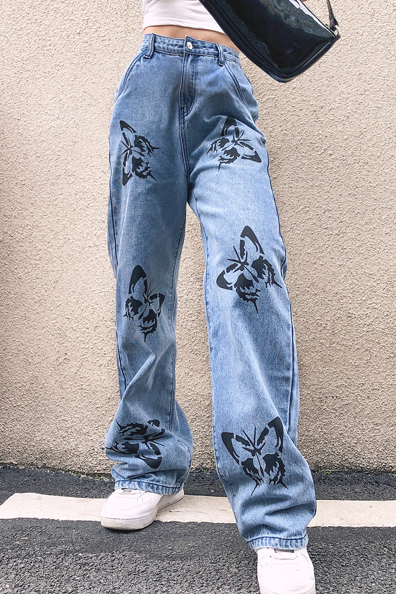 Printed slim fit minimalist jeans for women