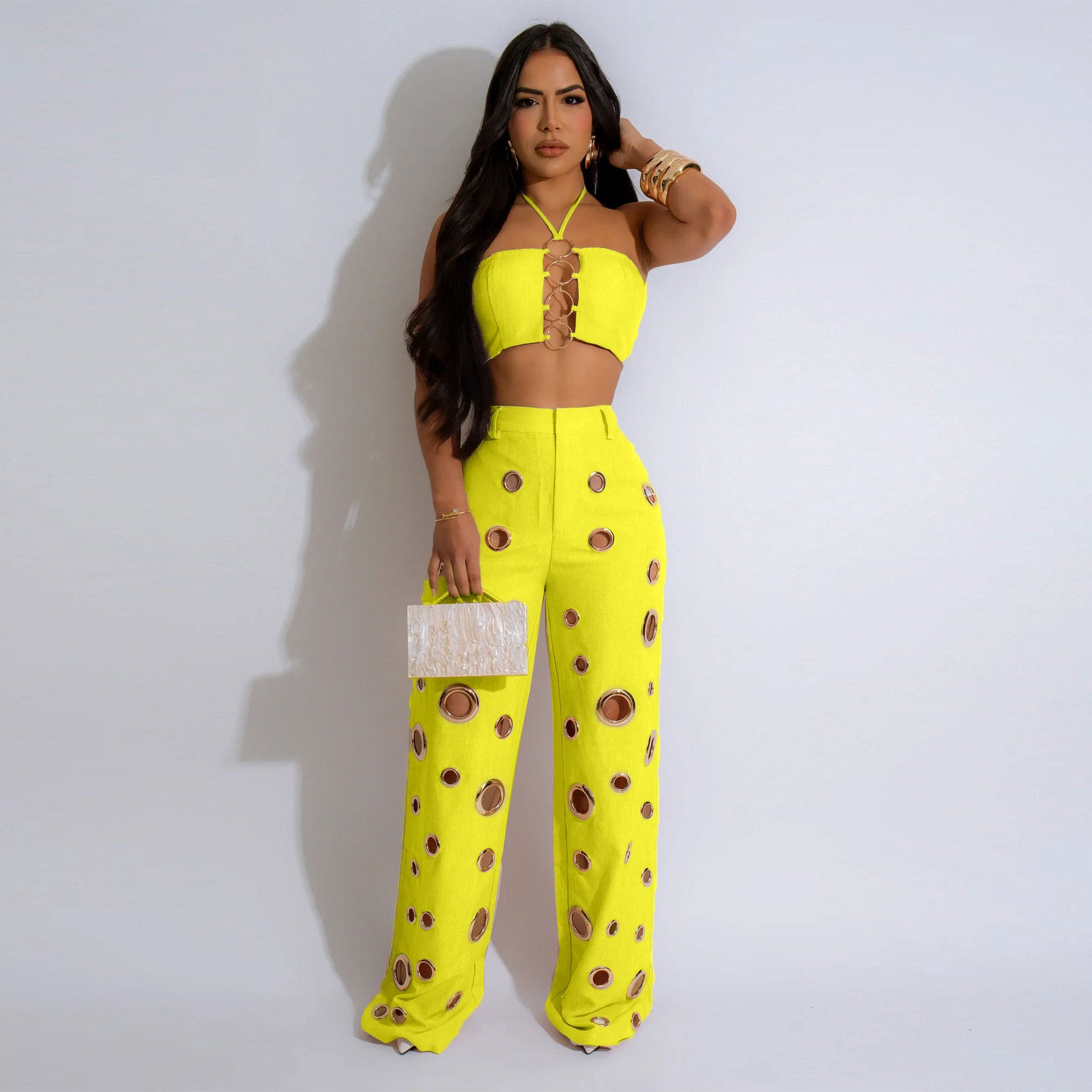 Style Sexy Ripped Fitted Two-Piece Nightclub Outfit