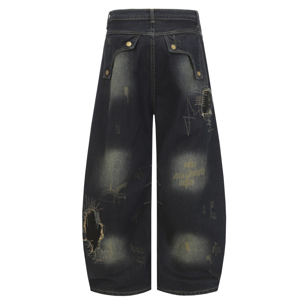 Patch splicing to make old curved jeans